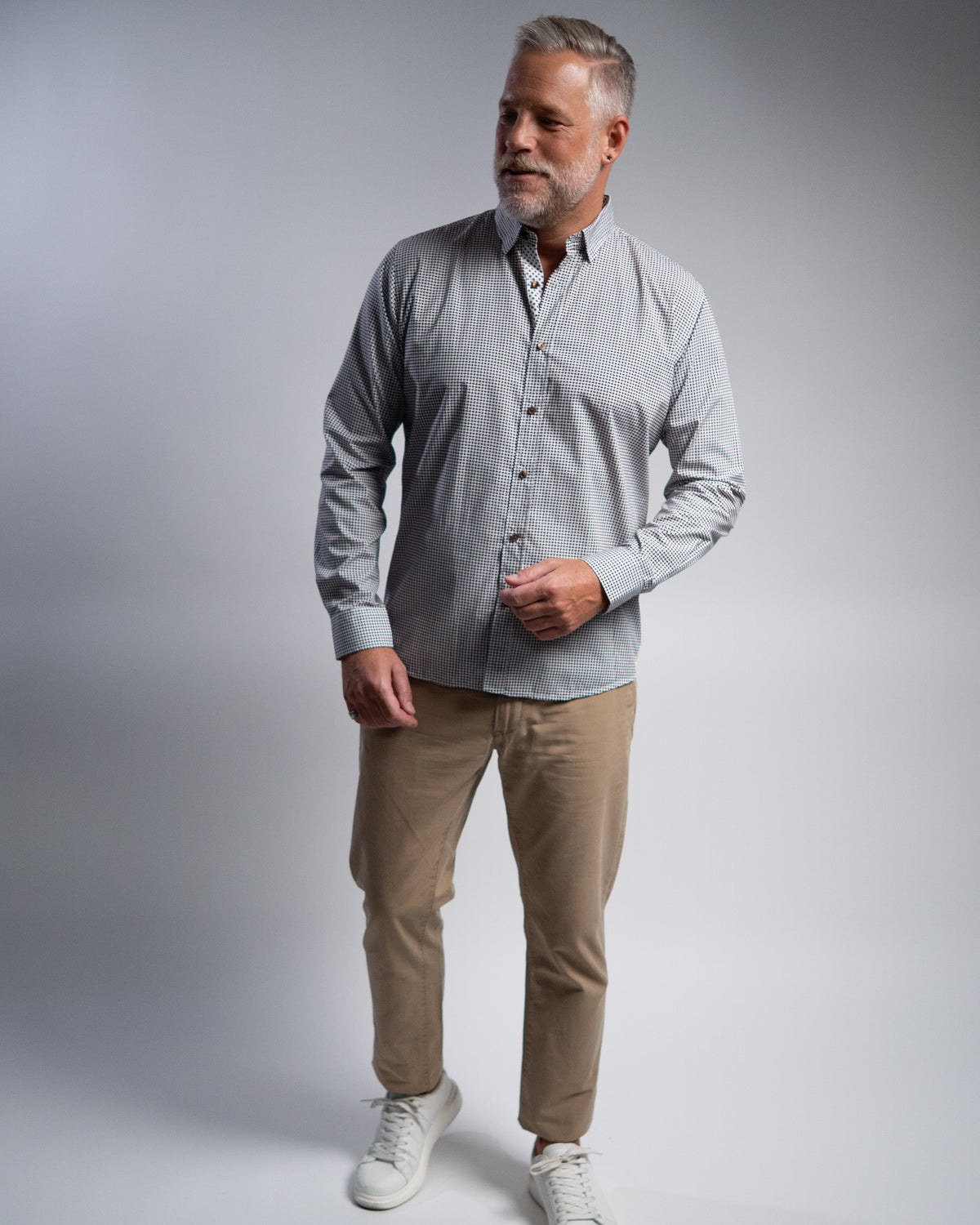 Casual shirt with minimal print brown (Art. 2419-C)