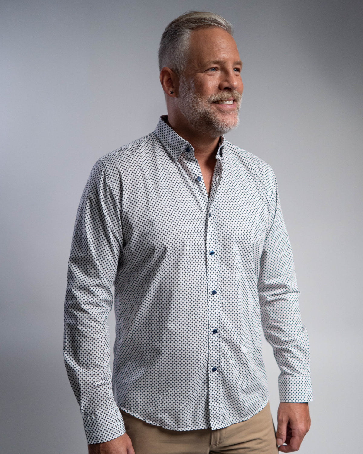 Freizeithemd mit Minimalprint Braun/Blau (Art. 2417-C)