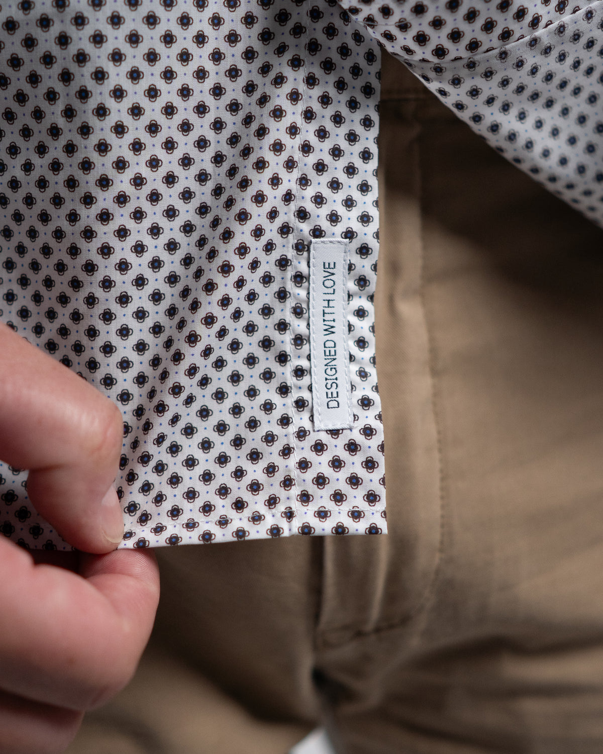 Freizeithemd mit Minimalprint Braun/Blau (Art. 2417-C)