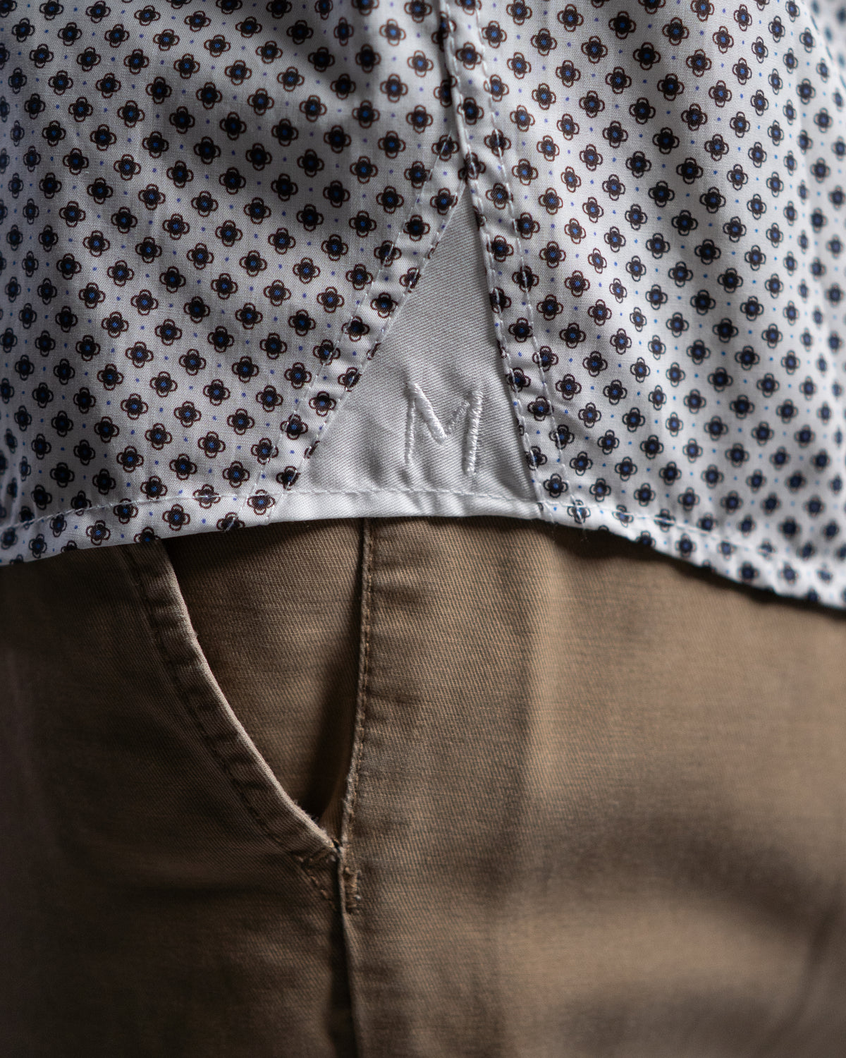 Freizeithemd mit Minimalprint Braun/Blau (Art. 2417-C)