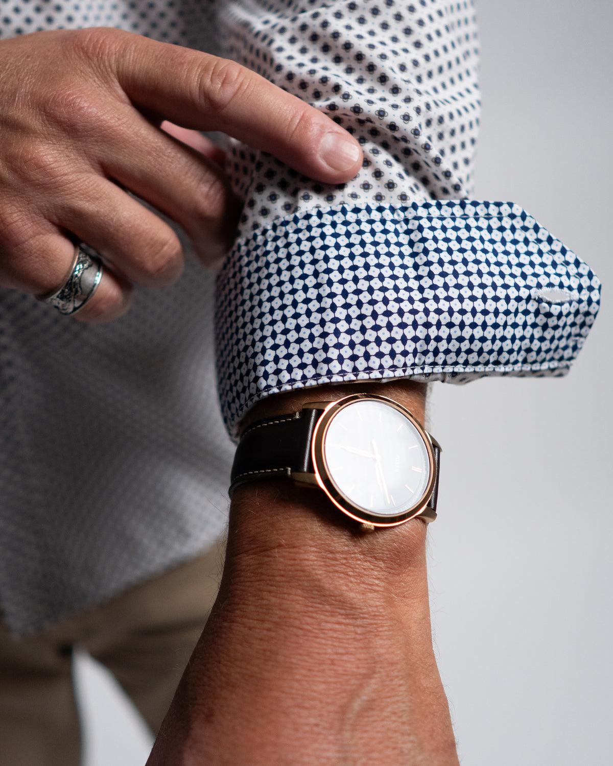 Freizeithemd mit Minimalprint Braun/Blau (Art. 2417-C)