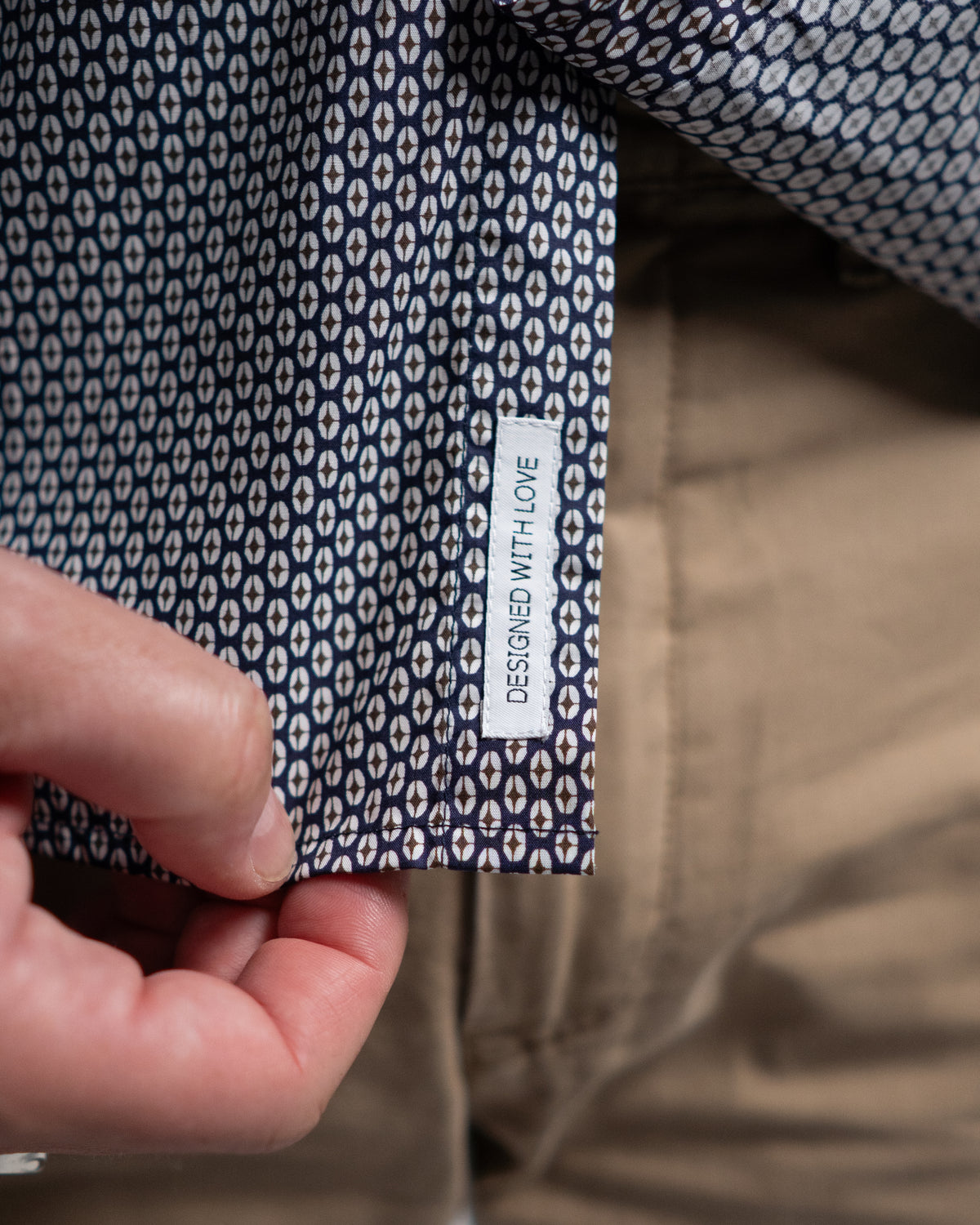 Freizeithemd mit Minimalprint Blau/Olive (Art. 2413-C)