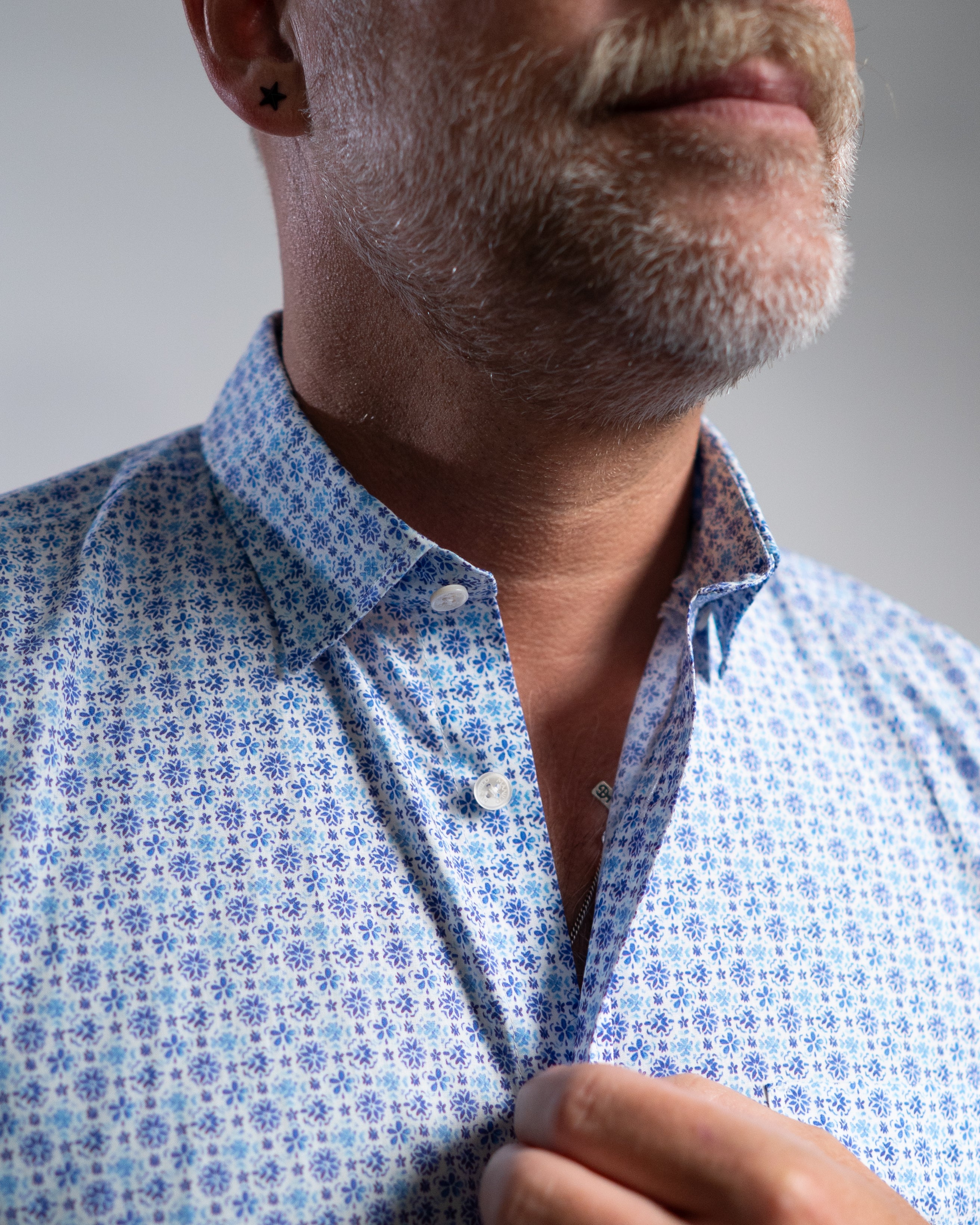 Casual shirt with floral pattern blue (Art. 2214-C-KA)