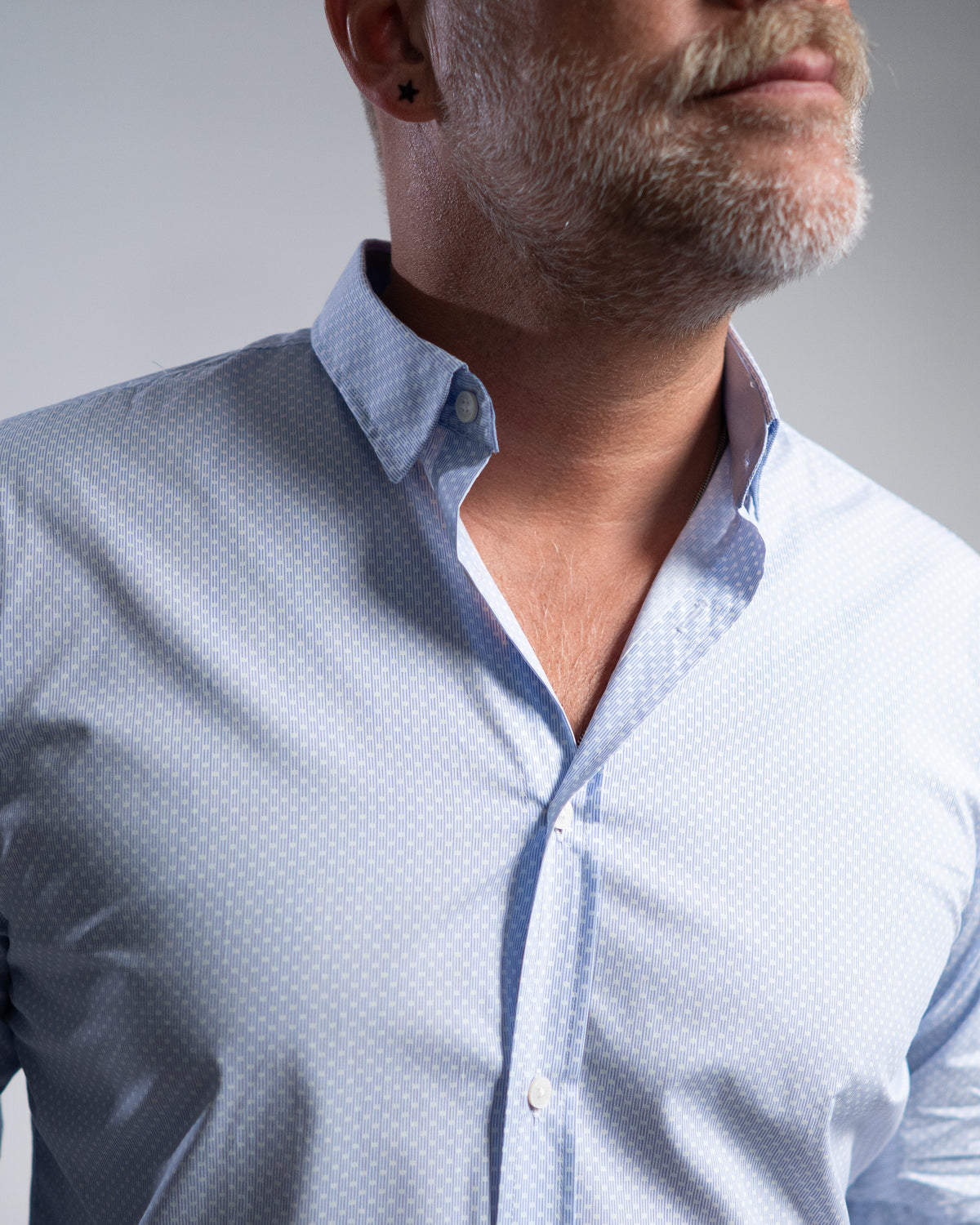 Freizeithemd mit Minimalprint Hellblau (Art. 1163-C)