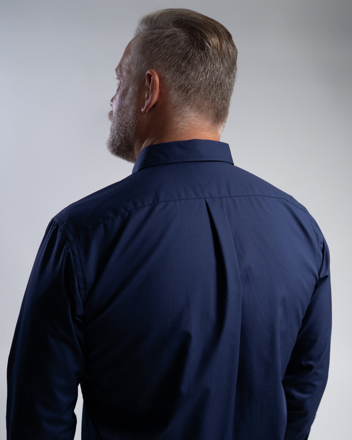 Bügelleichtes Freizeithemd mit Printmuster in Kragen und Manschette in Dunkelblau (Art. 1013-C)