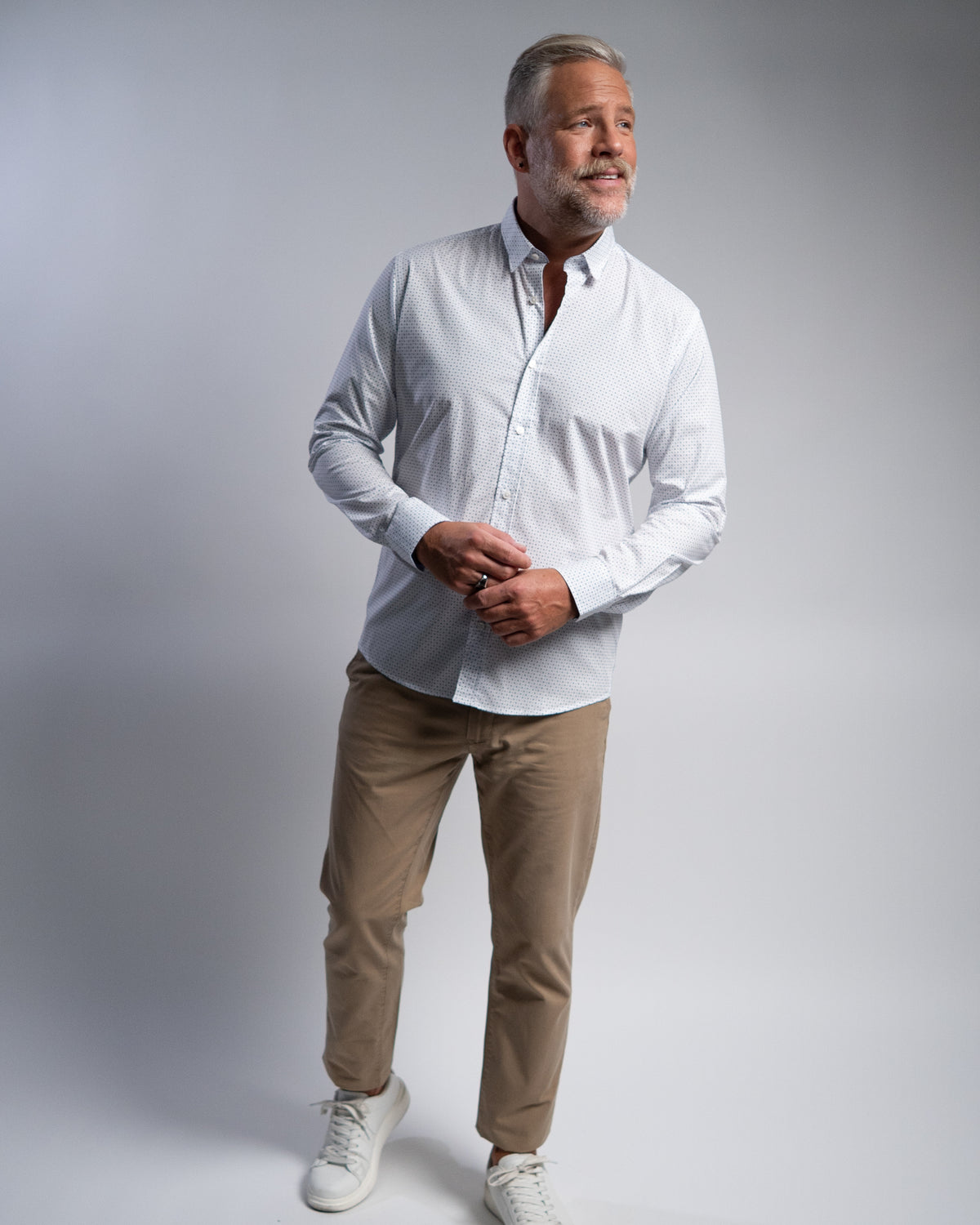 Freizeithemd mit Minimalprint Weiss (Art. 1161-C)