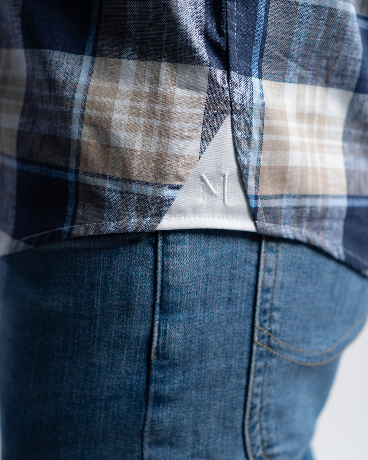 Freizeithemd mit Karomuster in Beige/Navy (Art. 2244-C)