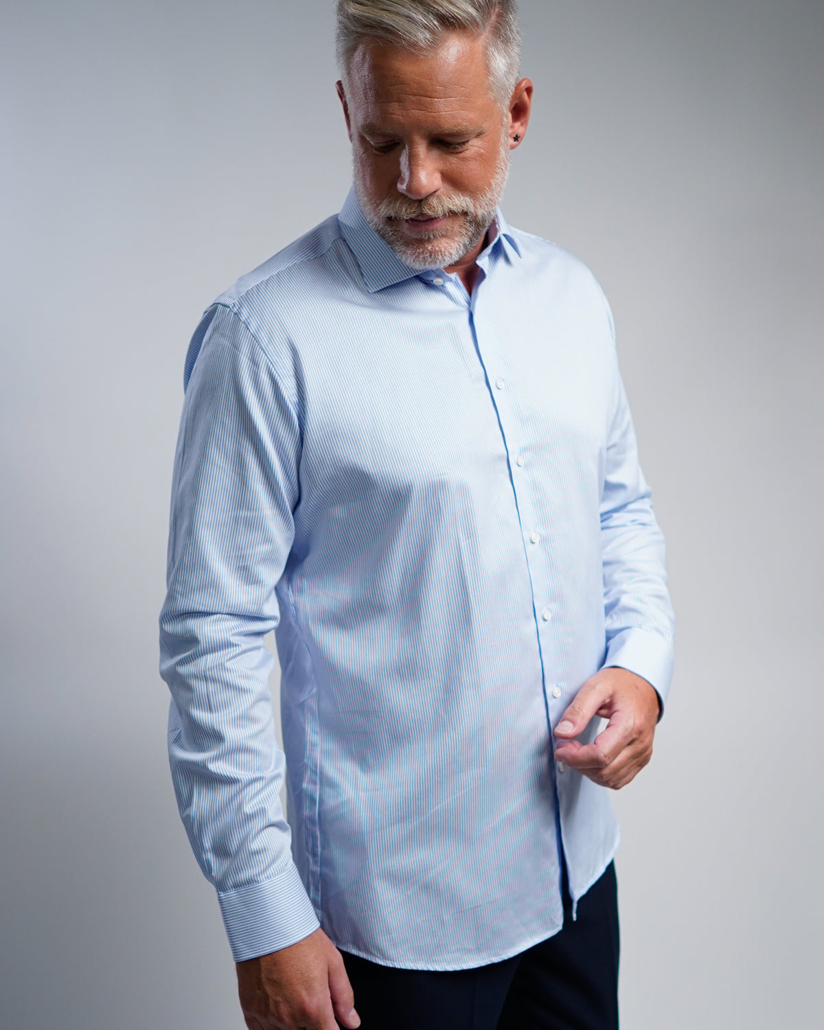 High quality business shirt stripes light blue (Art. 1131)