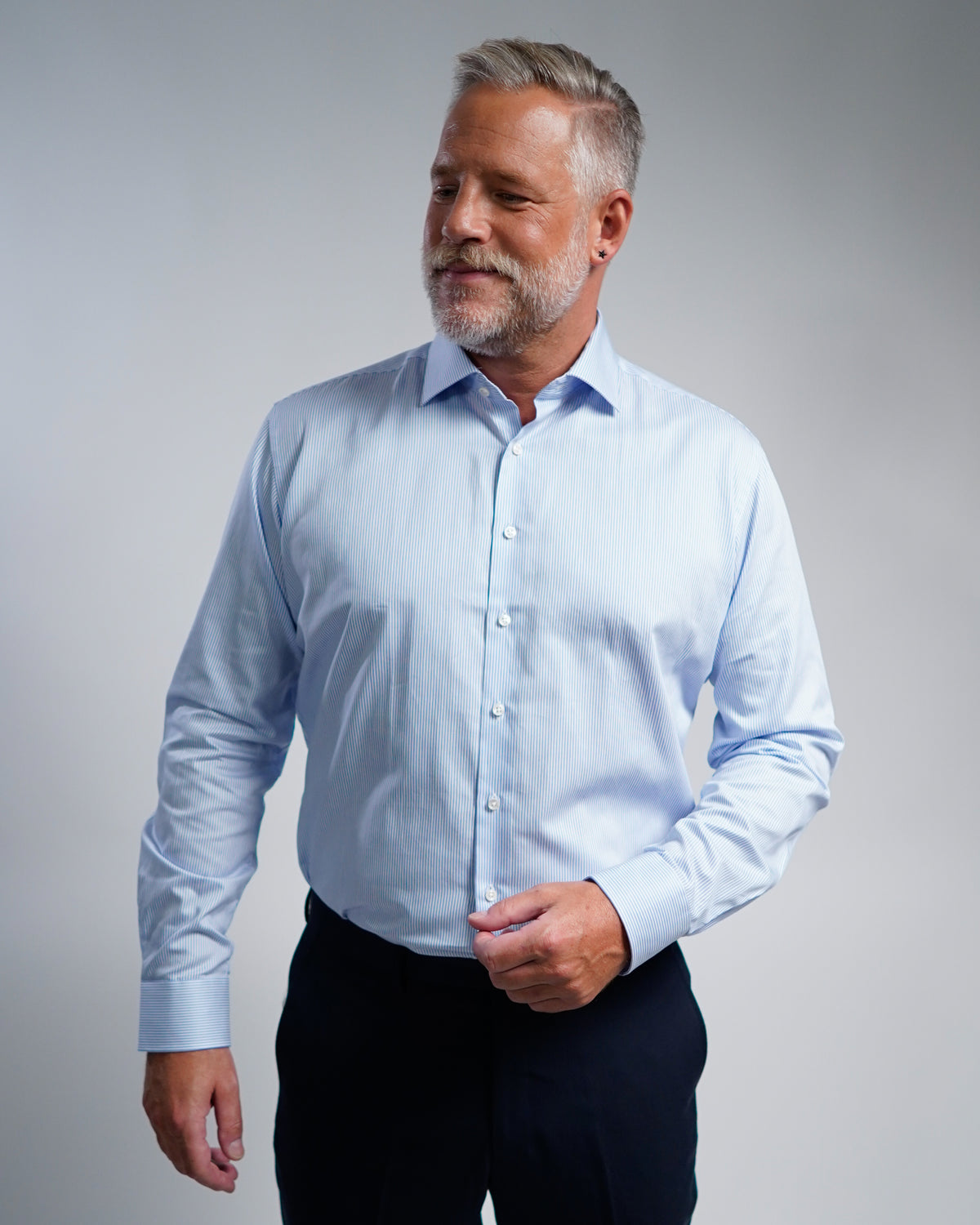 High quality business shirt stripes light blue (Art. 1131)