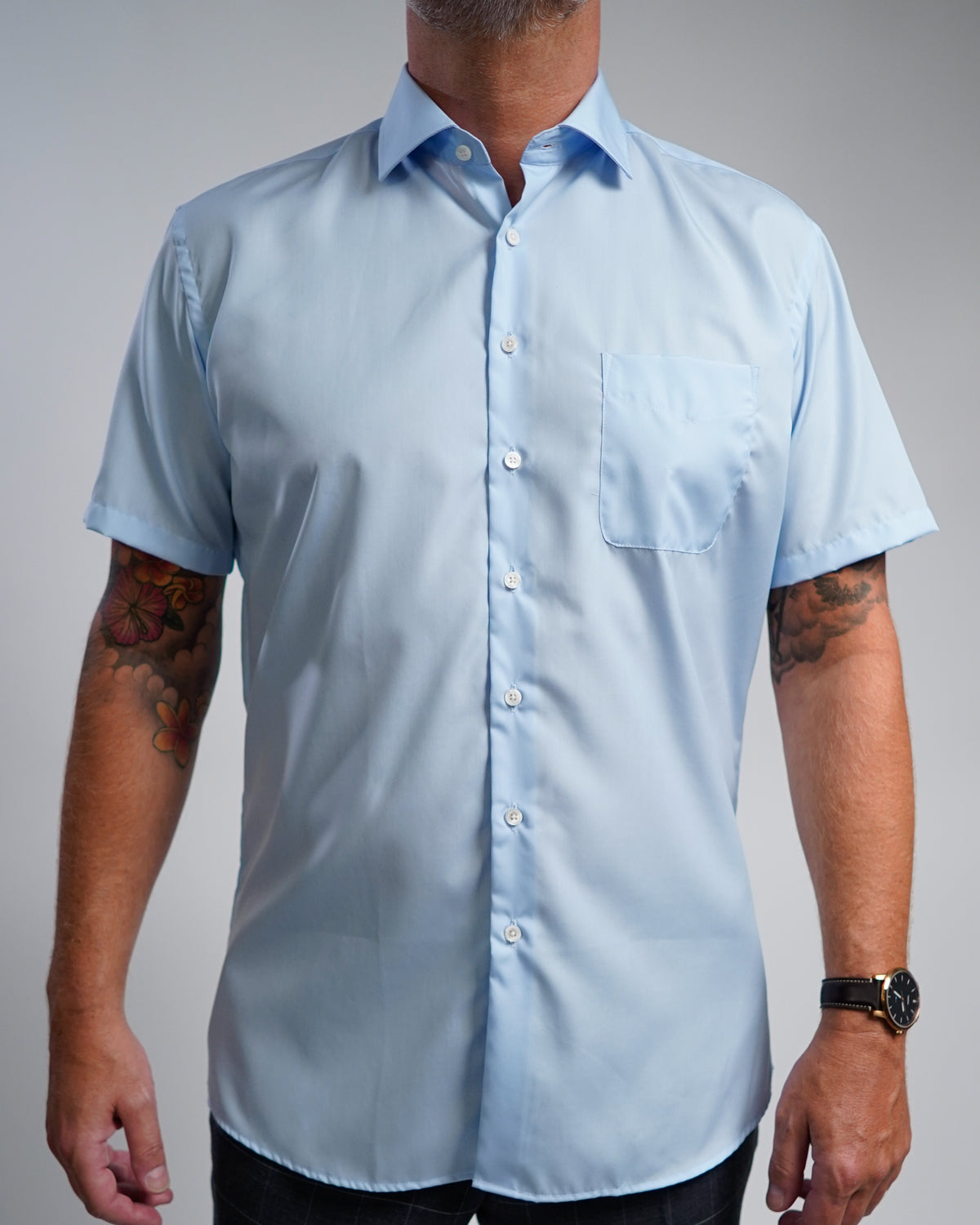 Bügelfreies Businesshemd Hellblau Modern Fit (gerade geschnitten / Art. 1002-M-KA)