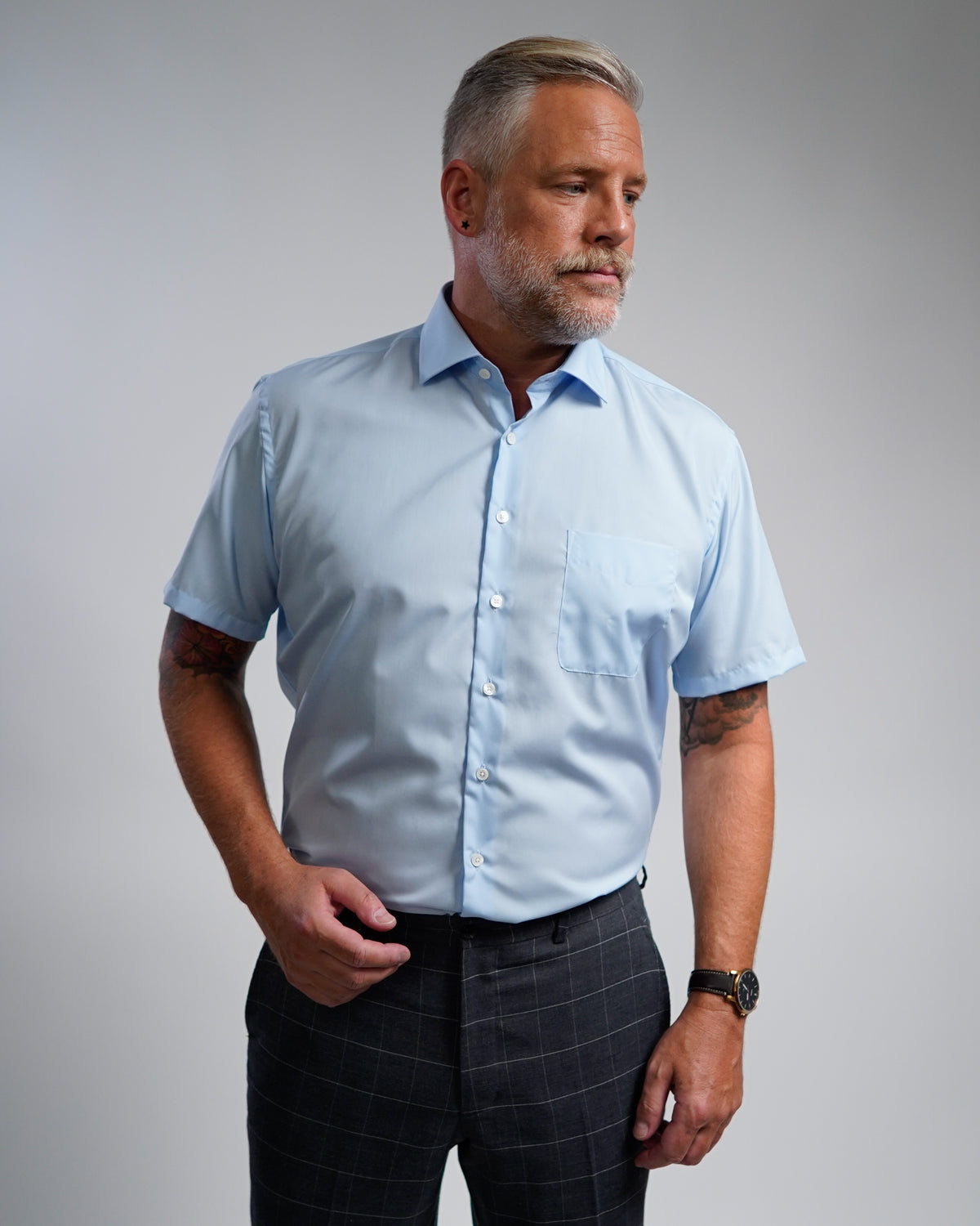 Bügelfreies Businesshemd Hellblau Modern Fit (gerade geschnitten / Art. 1002-M-KA)