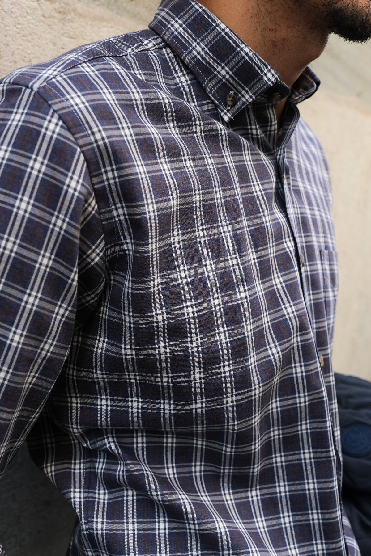 Casual shirt with check pattern in blue (Art. 2122-C)