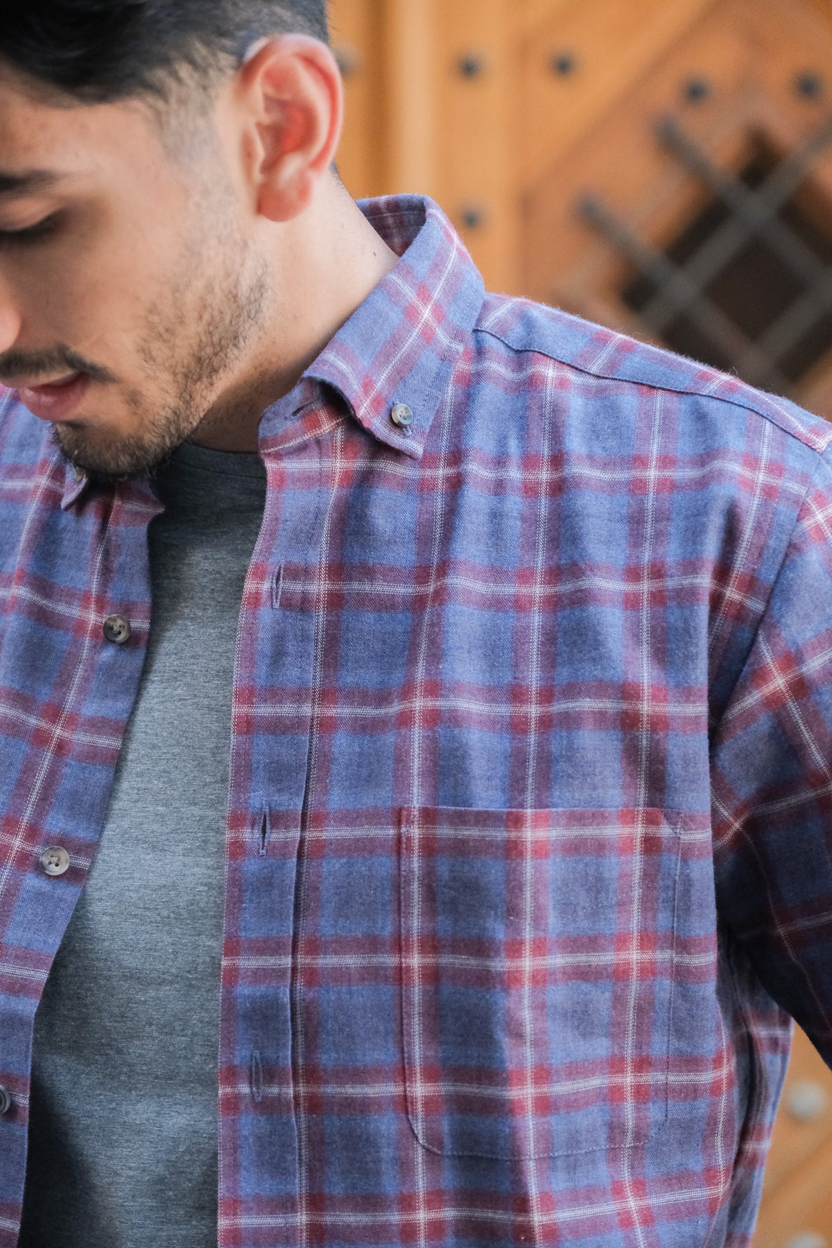 Flannel shirt with check pattern in red/blue (Art. 2132-C)
