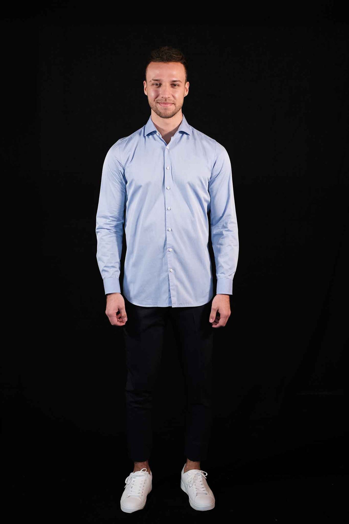High Quality Twill Shirt Medium Blue Fitted (Slim Fit)