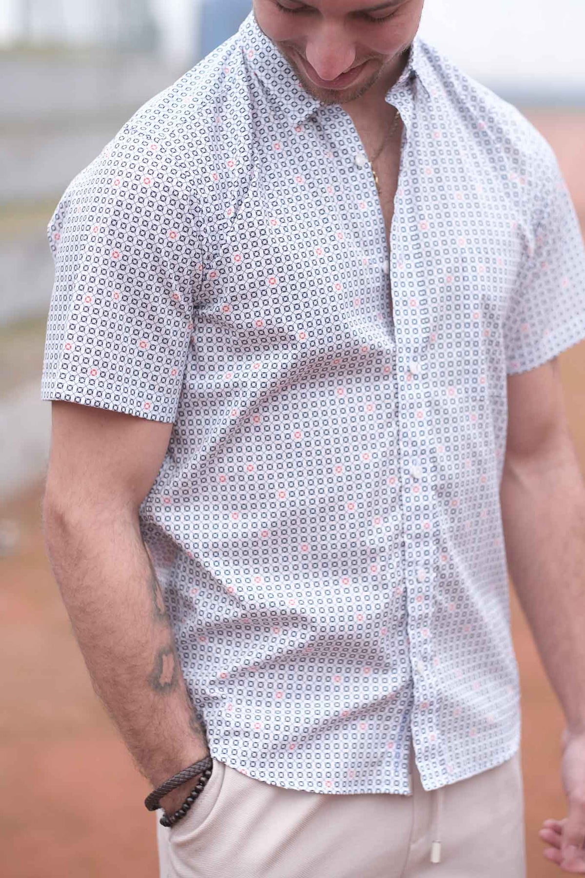 Casual shirt with summery print pattern (Art. 2222-C-KA)
