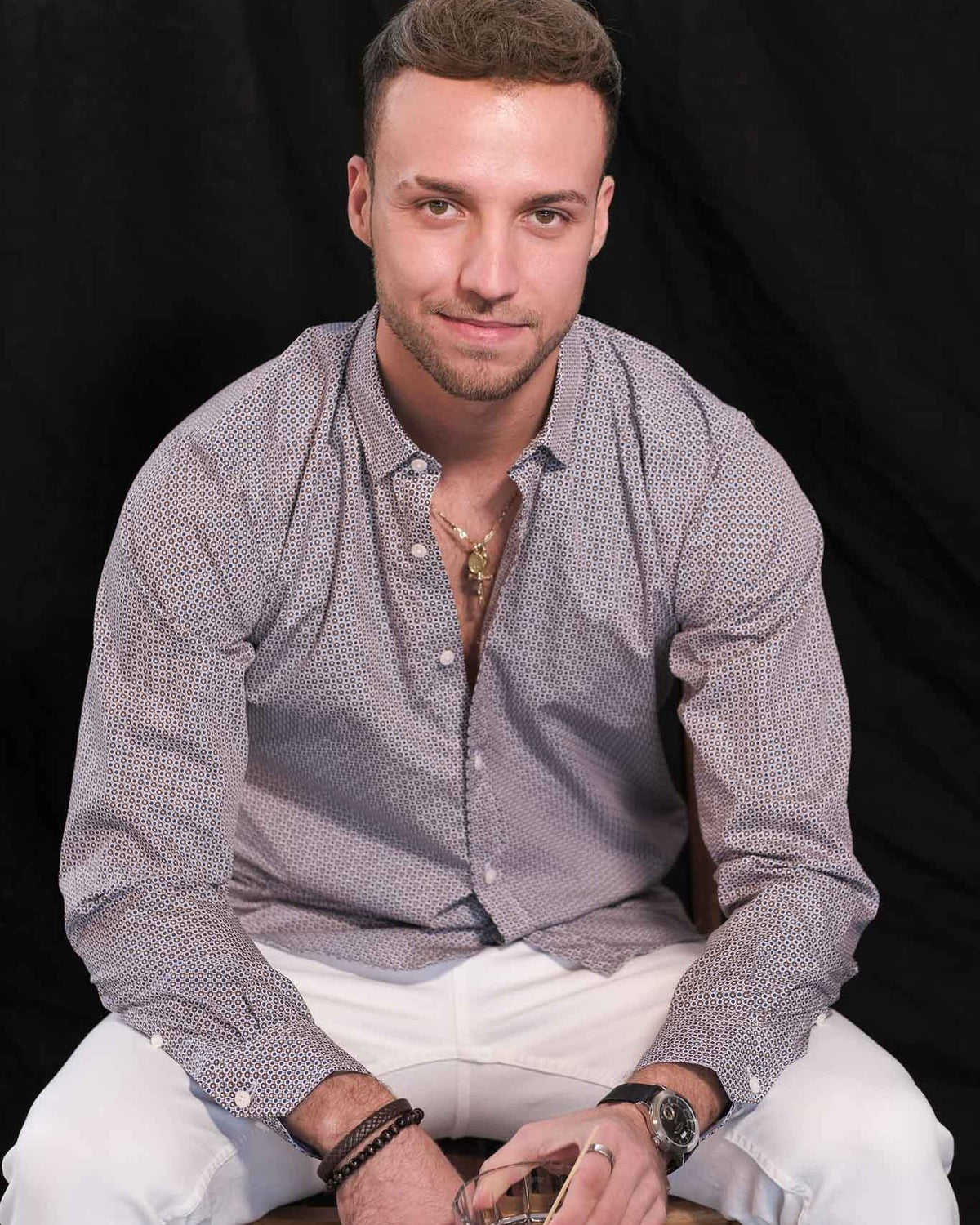 Chemise Freizeit avec motif graphique marron (Art. 2233-C)