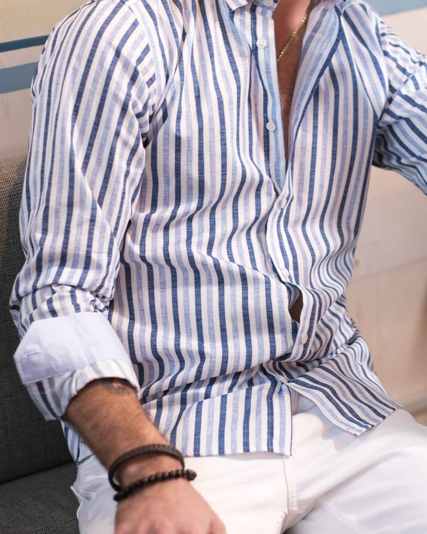 Casual shirt with stripes in blue (Art. 2241-C)