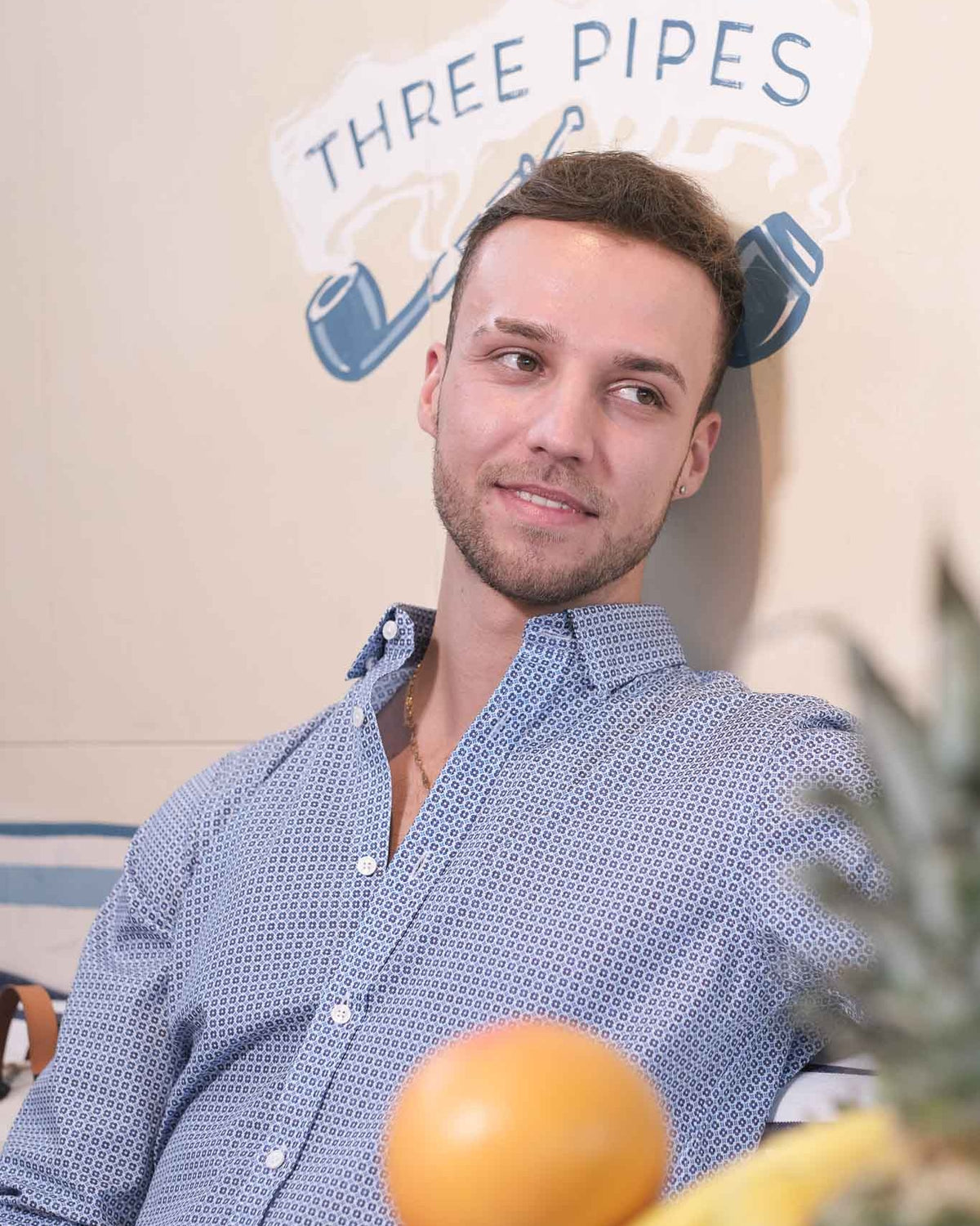 Chemise de loisir avec motif graphique en bleu (art. 2235-C)