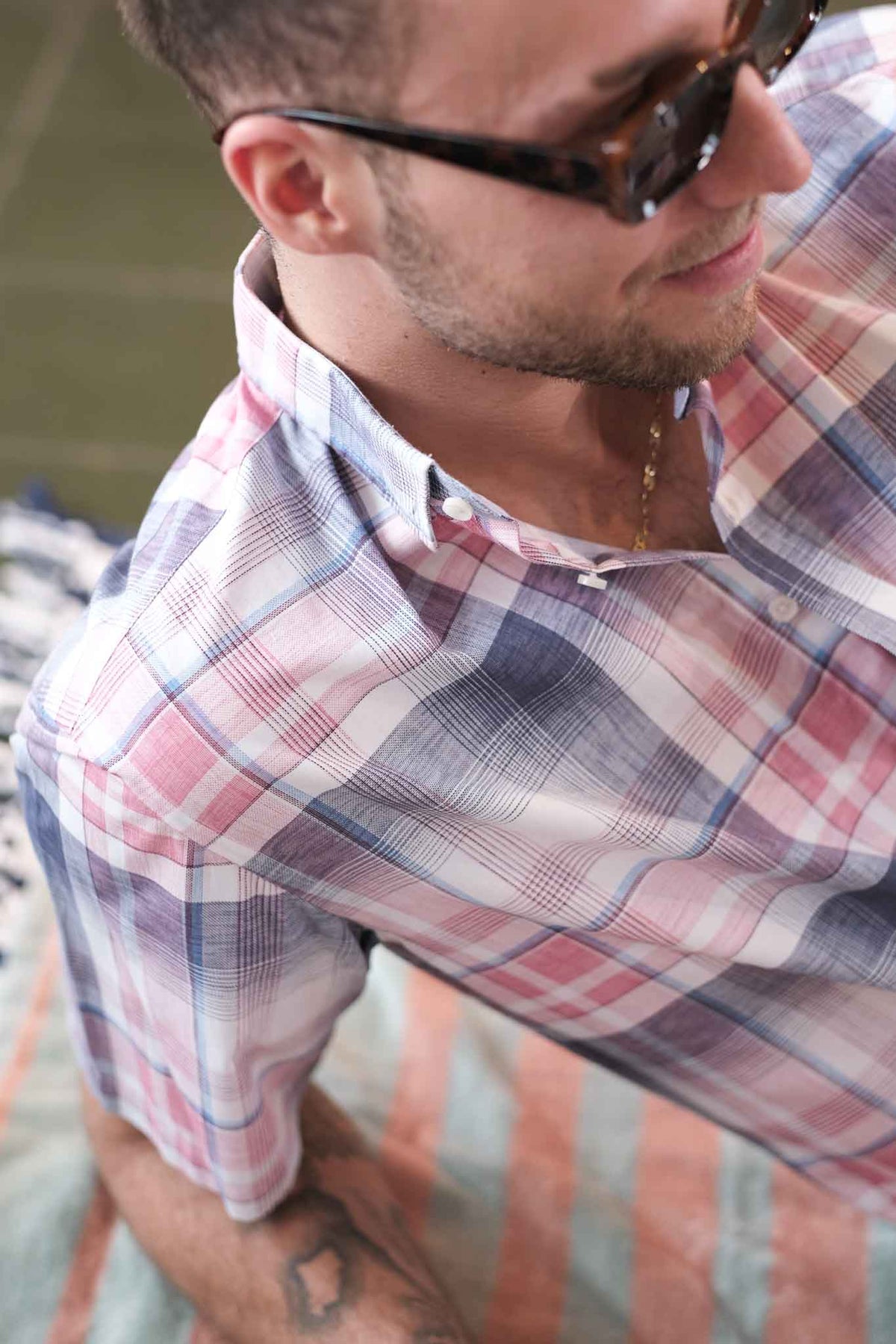 Casual shirt with check pattern in pink (Art. 2243-C-KA)