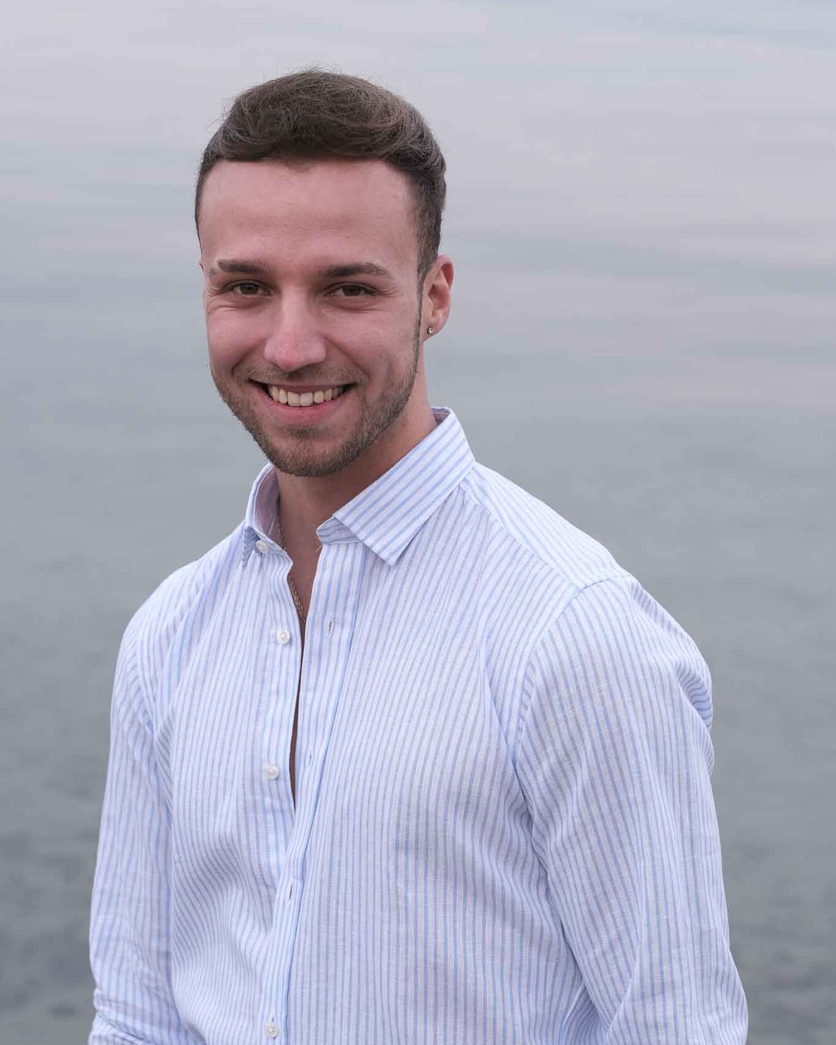 Linen shirt with stripes in light blue (Art. 2262-C)