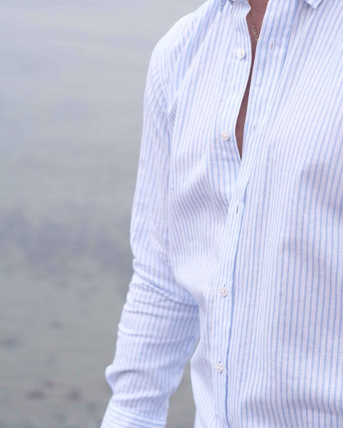 Linen shirt with stripes in light blue (Art. 2262-C)