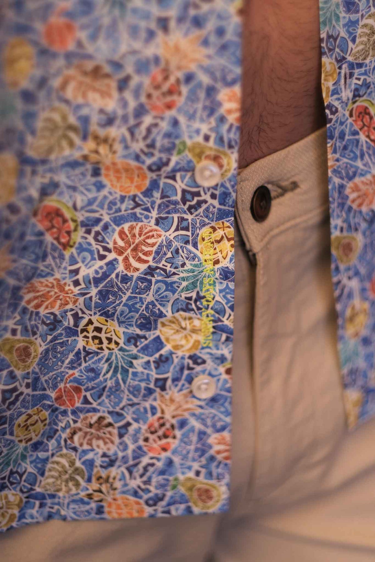 Hawaiian shirt with print pattern in blue (Art. 2201-BS)