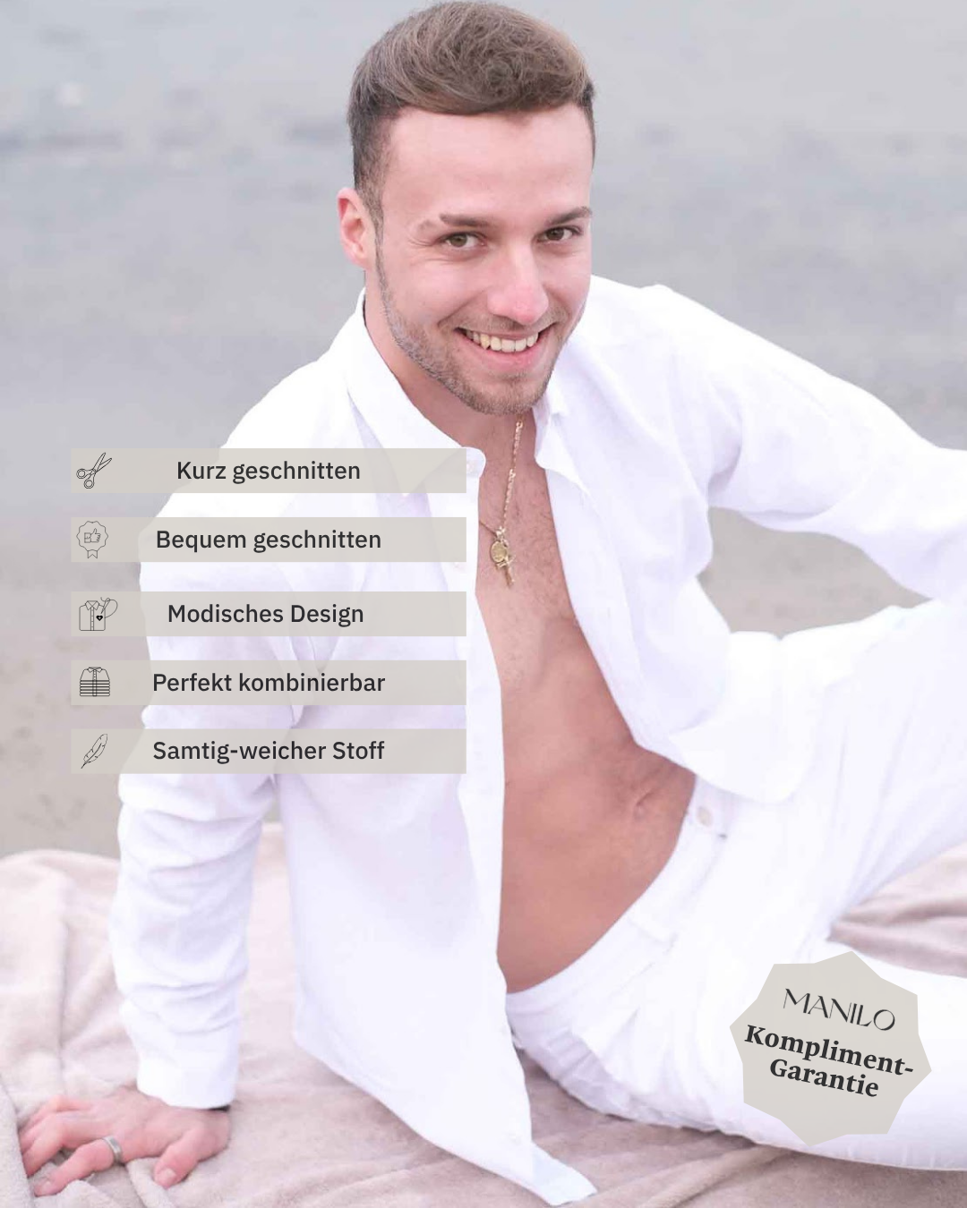 Chemise en lin à manches longues en blanc (art. 2267-C)