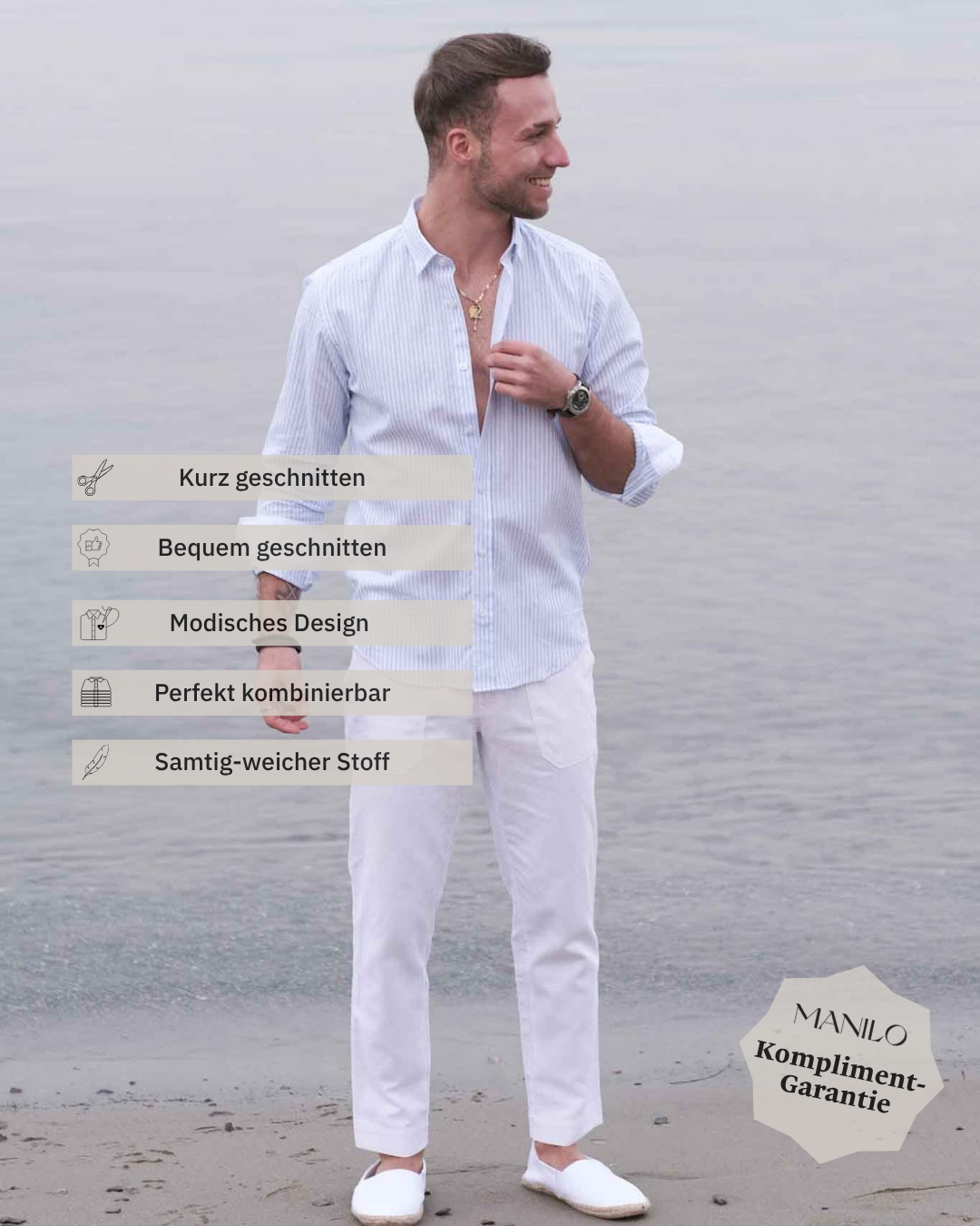 Linen shirt with stripes in light blue (Art. 2262-C)