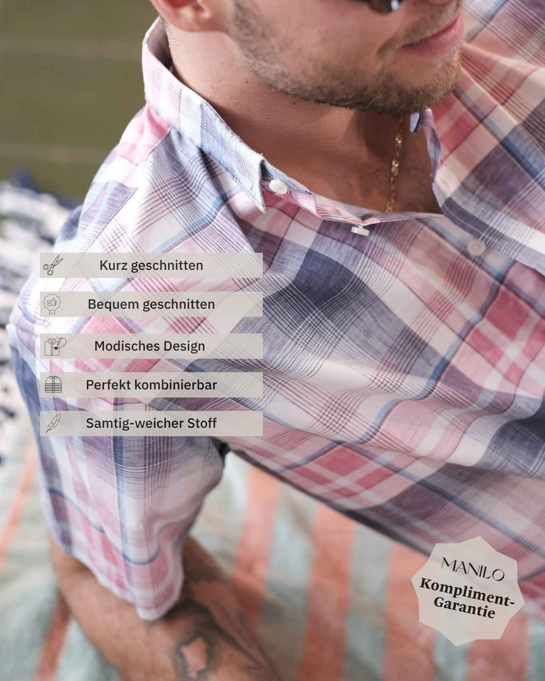 Casual shirt with check pattern pink/blue (Art. 2243-C-KA)