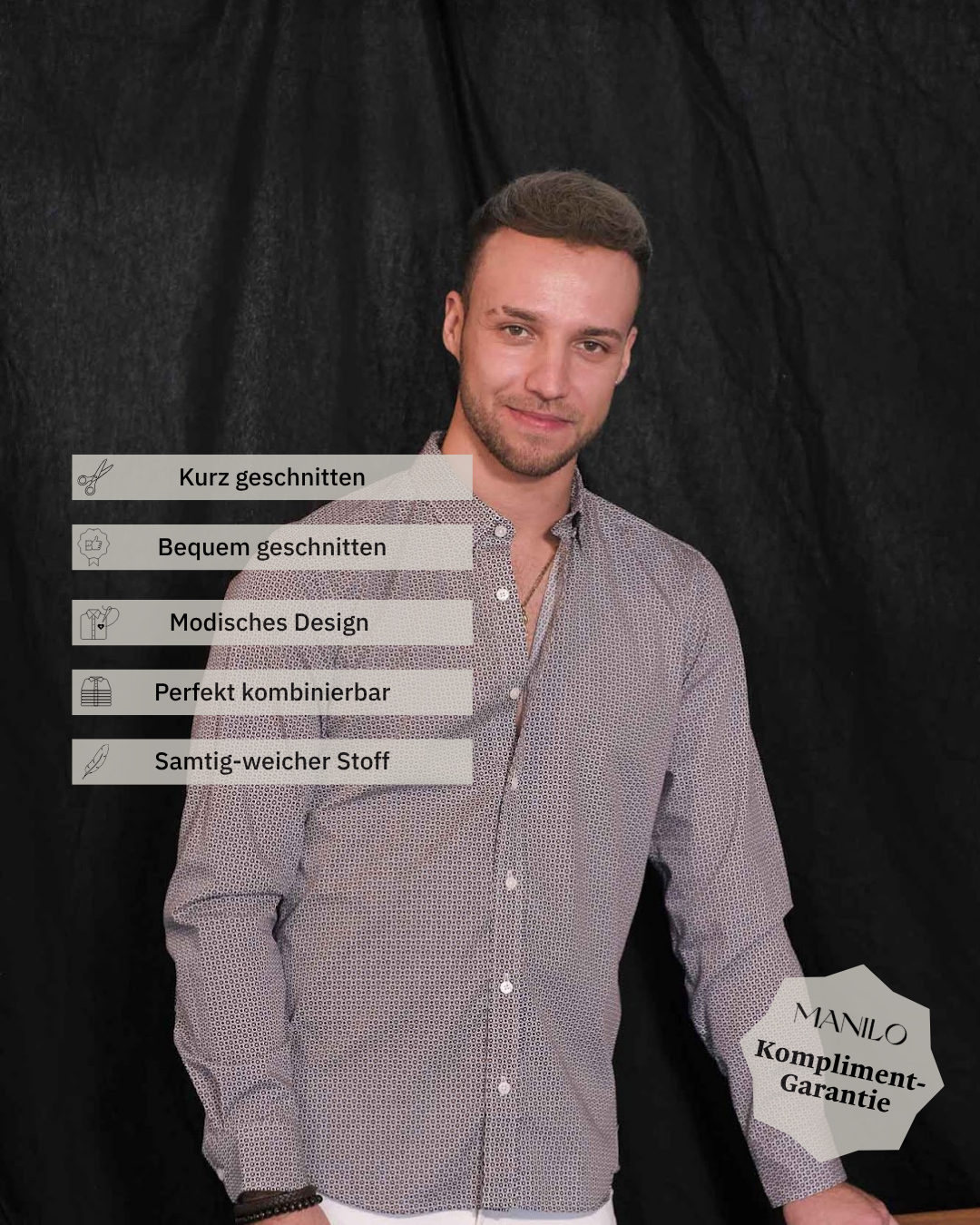 Chemise Freizeit avec motif graphique marron (Art. 2233-C)