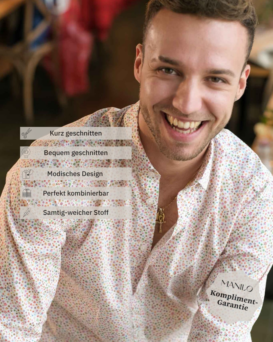 Casual shirt with floral pattern in multicolor (Art. 2215-C)