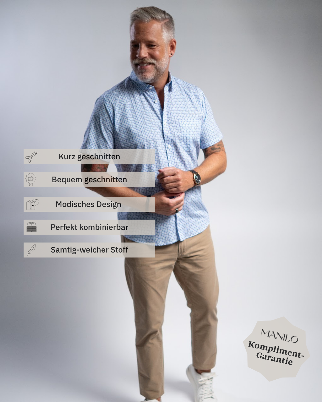 Casual shirt with floral pattern blue (Art. 2214-C-KA)