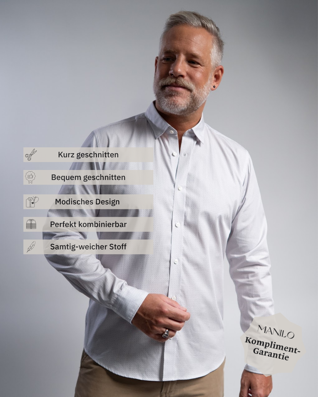 Freizeithemd mit Graphikmuster in Hellgrau (Art. 2240-C)