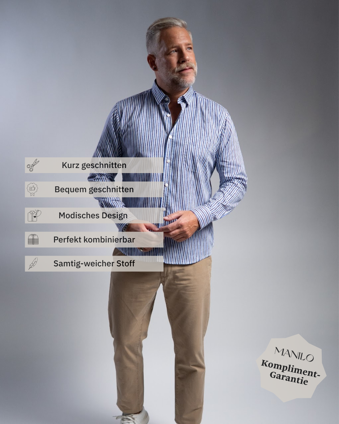 Chemise décontractée à rayures beiges (art. 2556-C)