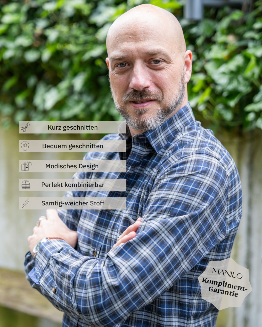 Flanellhemd mit Karomuster Blau/Grau (Art. 2376-C)