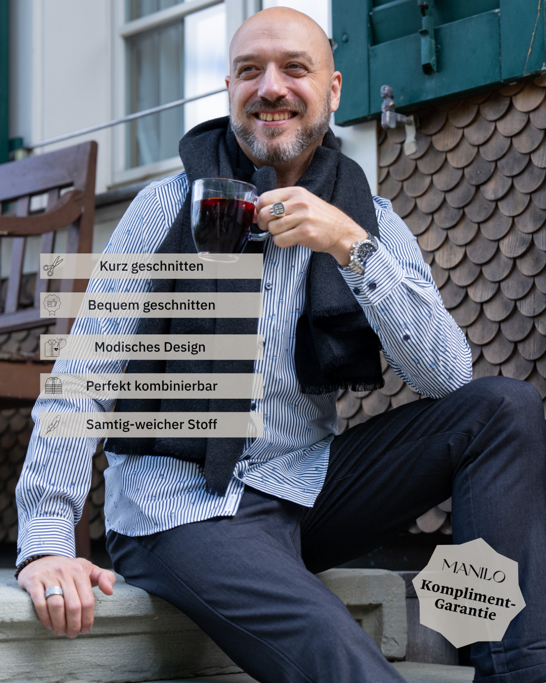 Freizeithemd mit Skifahrer-Print (Art. 2351-C)