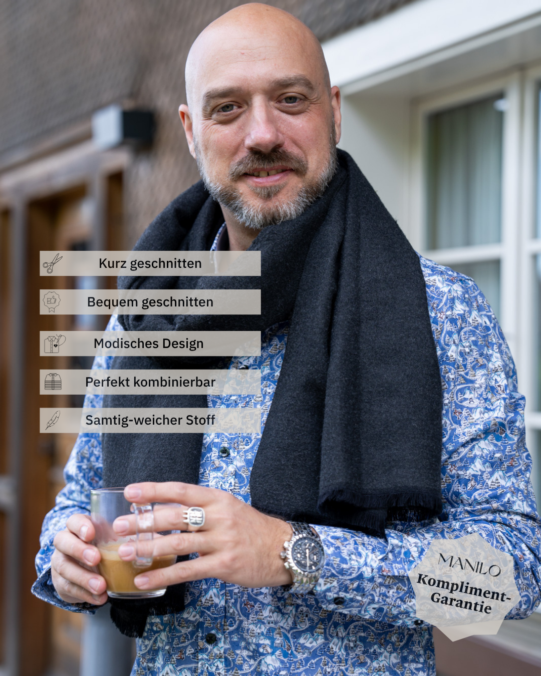 Freizeithemd mit Winterpanorama-Print (Art. 2355-C)