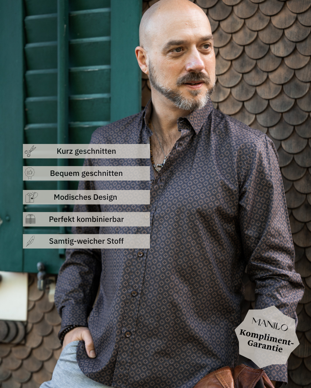 Freizeithemd mit Grafikprint Braun (Art. 2331-C)