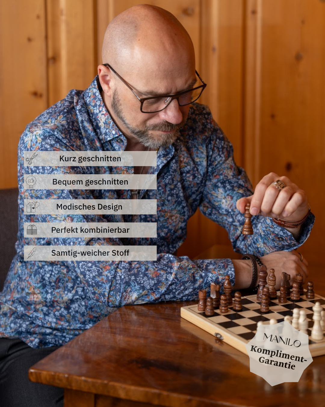 Casual shirt with print pattern blue (Art. 2394-C)