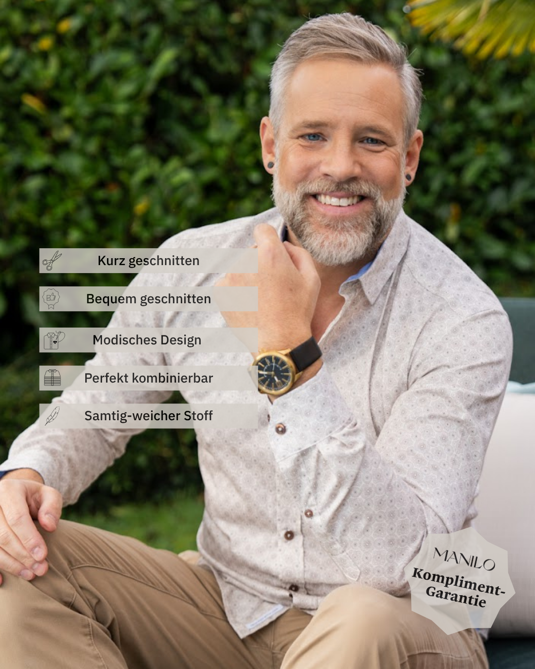 Freizeithemd mit Grafikprint in Beige (Art. 2518-C)