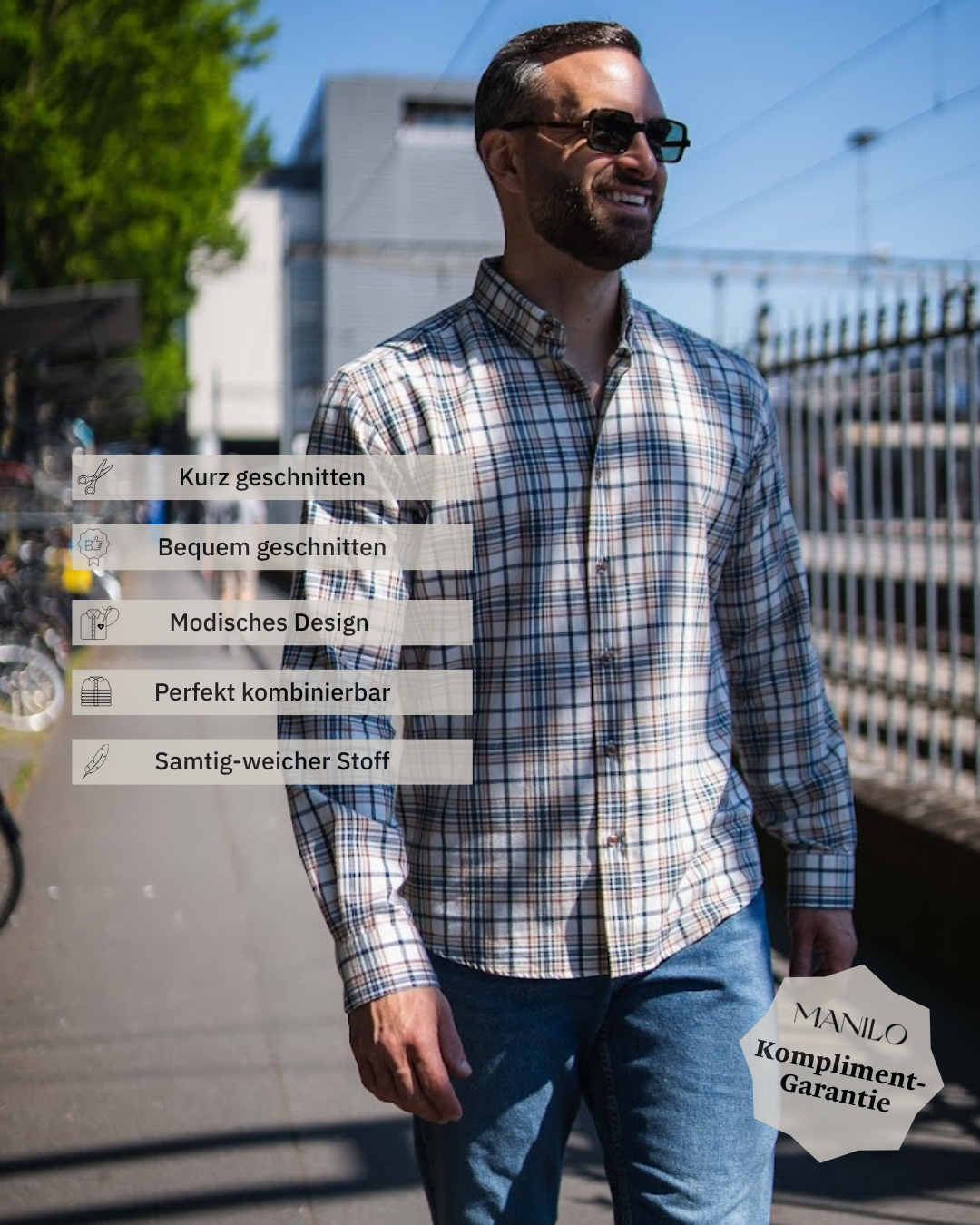 Flanellhemd mit Karomuster Off-White (Art. 2755-C)