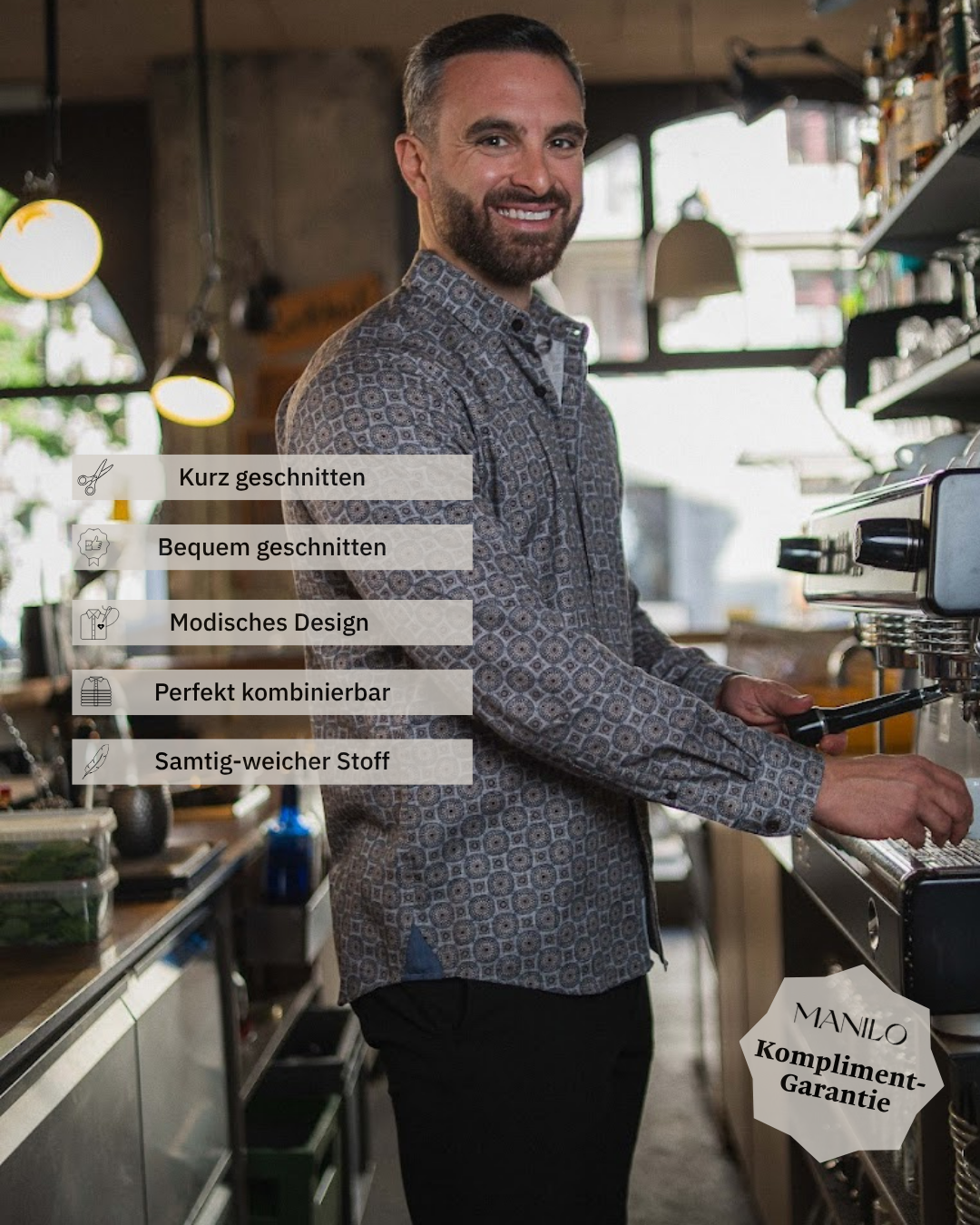 Freizeithemd mit Grafikprint in Grau (Art. 2723-C)