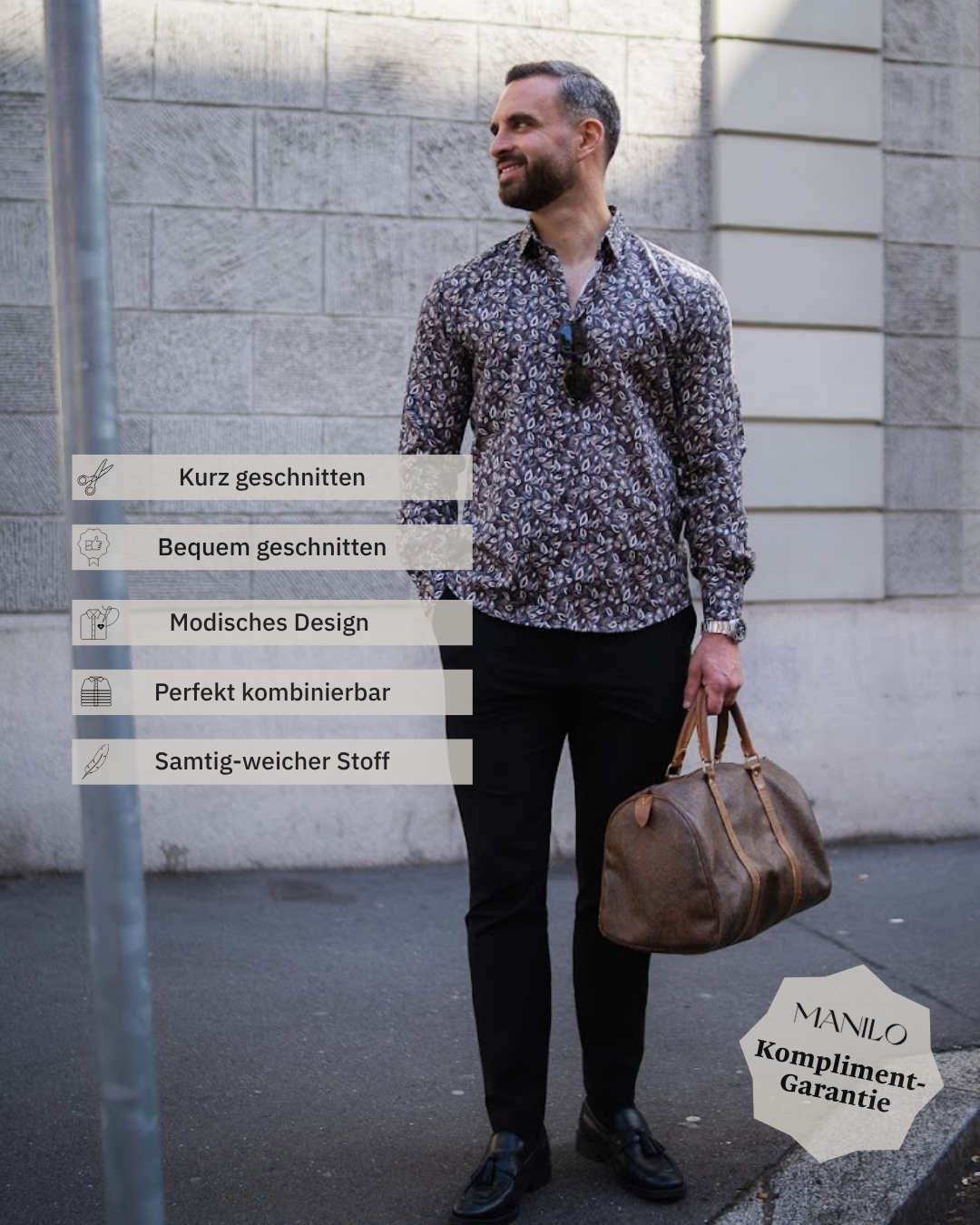 Freizeithemd mit Grafikprint in Braun (Art. 2722-C)