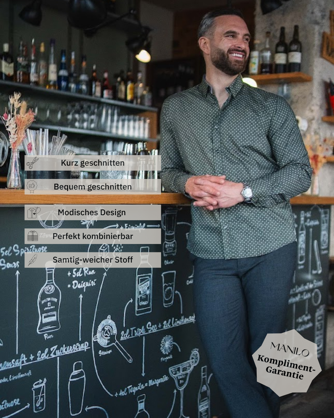 Freizeithemd mit Grafikprint in Grün (Art. 2702-C)