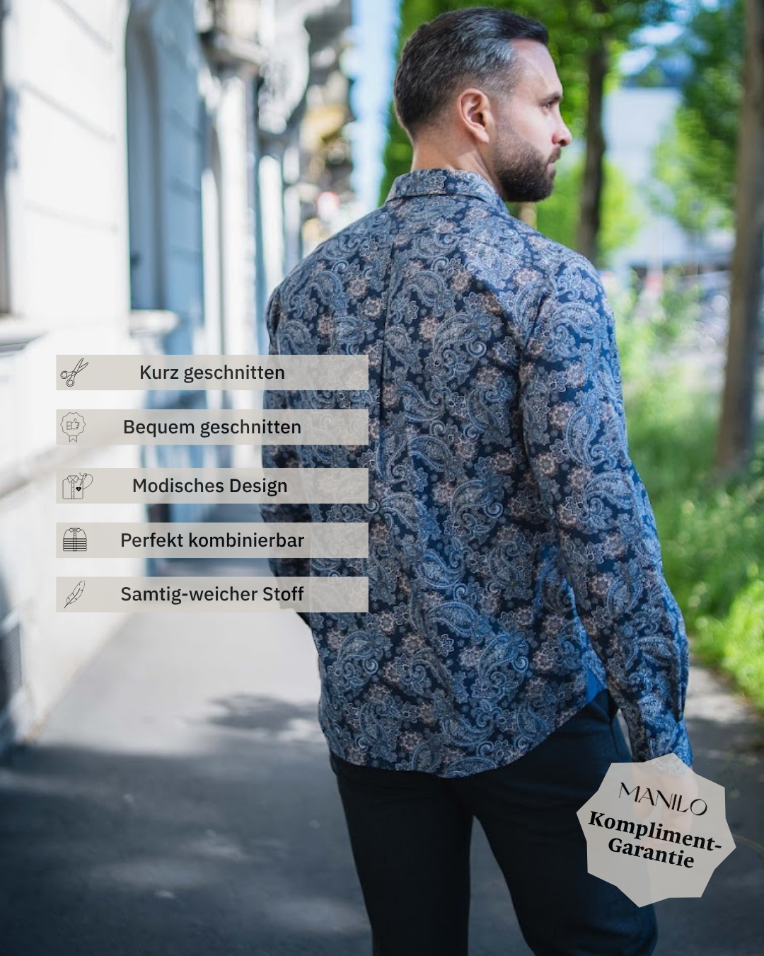 Freizeithemd mit Paisleymuster in Blau (Art. 2715-C)