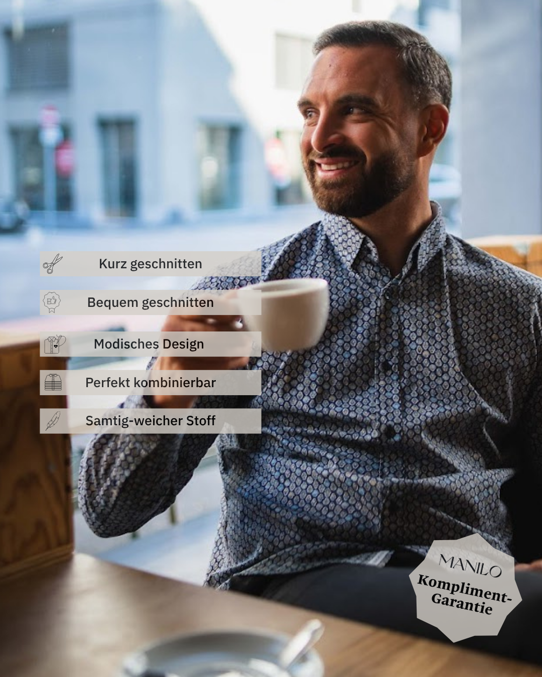 Freizeithemd mit Grafikprint in Dunkelblau (Art. 2701-C)