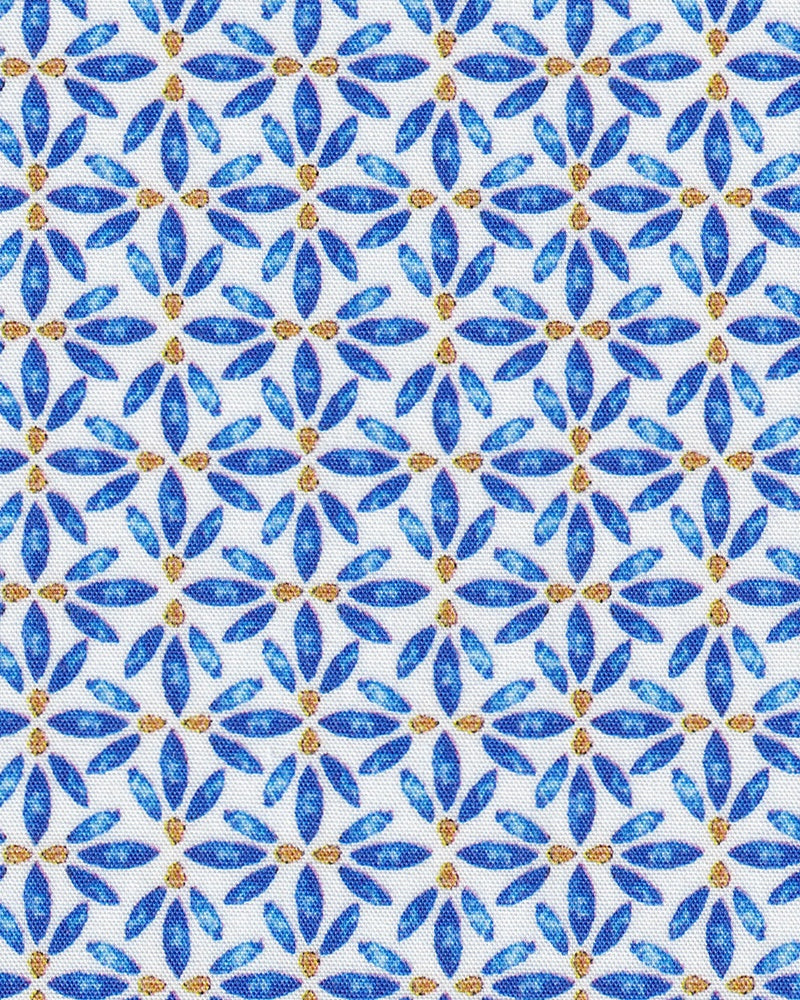Freizeithemd mit Blumenmuster Blau/Weiss (Art. 2213-C-KA)