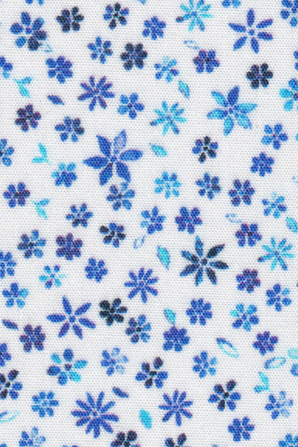 Freizeithemd mit Blumenmuster in Blau/Weiss (Art. 2218-C)