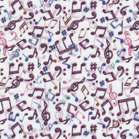 Stretch-Bluse SOPHIE mit Rüschen und Musikprint in Violett (Art. 2232D-S-R)