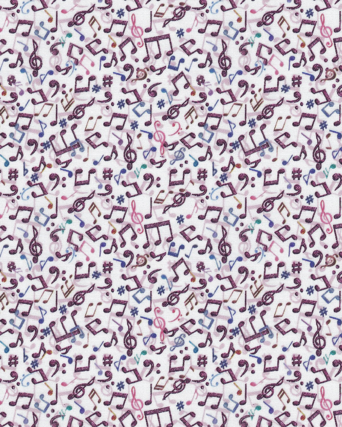 Stretch-Bluse SOPHIE mit Rüschen und Musikprint in Violett (Art. 2232D-S-R)